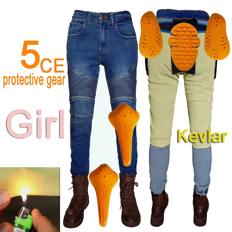 Motorcycle Gear Women Pants - Women's motorcycle jeans Kevlar Moto Pants